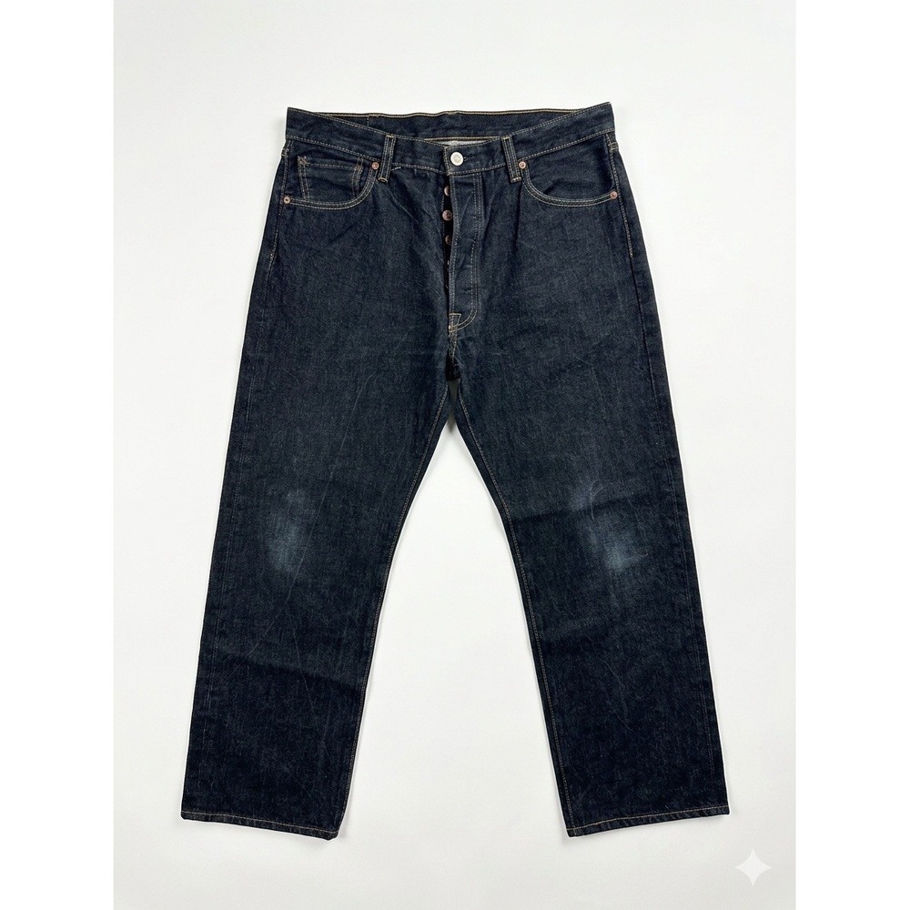 Levis Jeans Men Black Size 38x30(Fits36x27)501 Dark Wash Straight Leg Button Fly